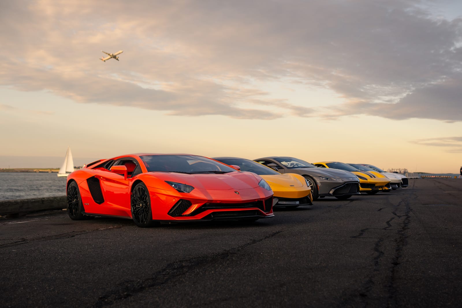 Aventador lineup sunset